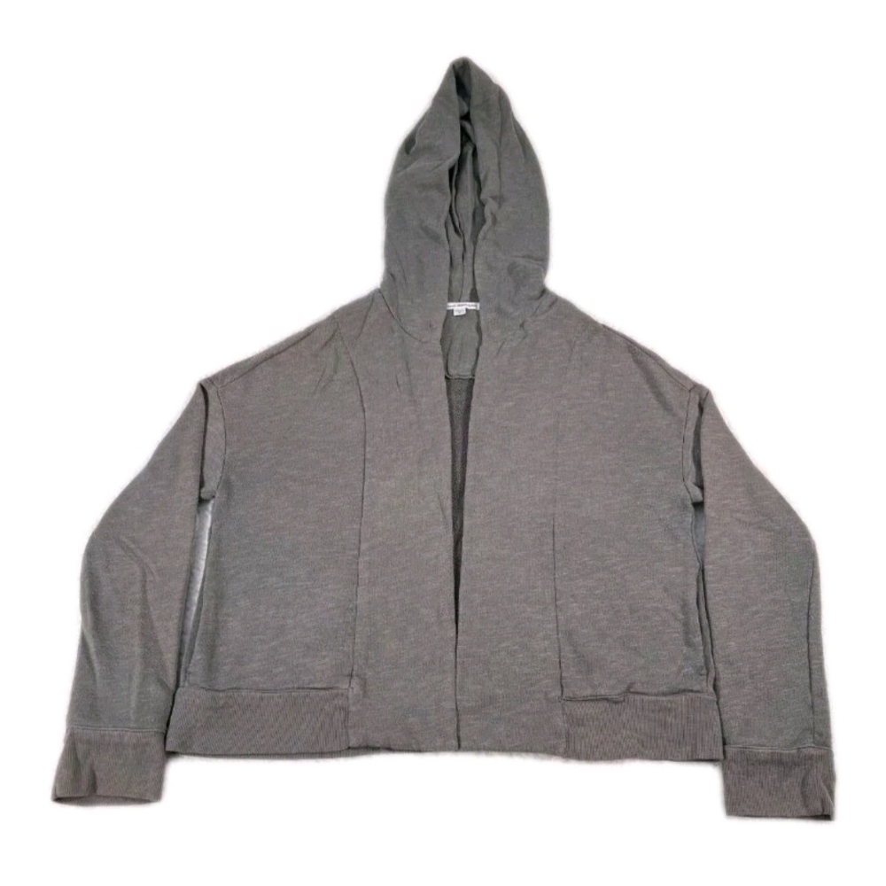 James Perse Sweater Womens Size 2 Gray‎ Knit Hoodie Cardigan Casual Made In USA